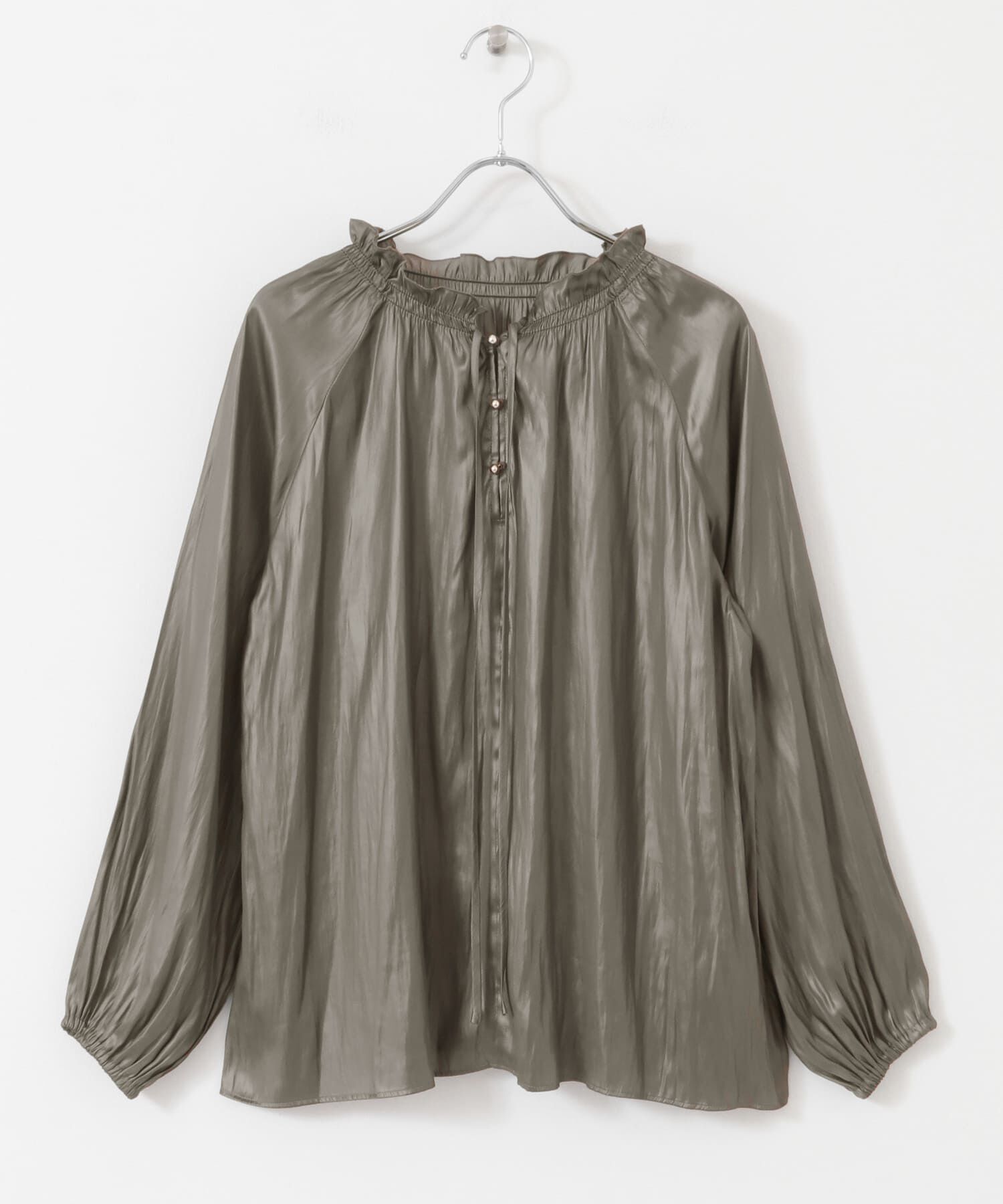 URBAN RESEARCH ROSSO「グロッシー2WAYネックギャザーブラウス」|シャツ・ブラウス|