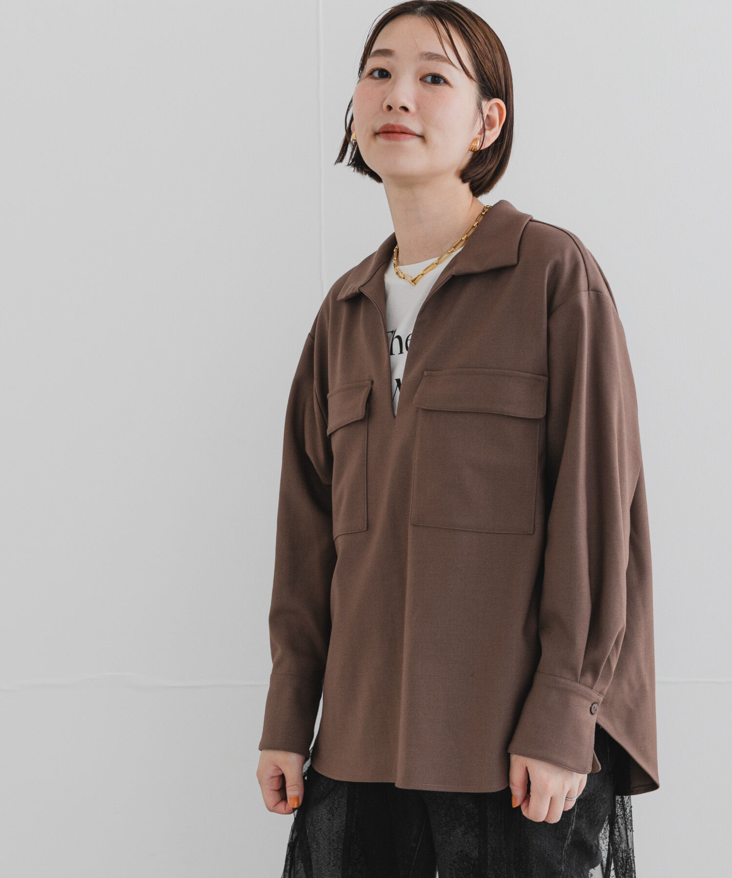 URBAN RESEARCH ROSSO「F by ROSSO　ウールライクプルブラウス」|シャツ・ブラウス|