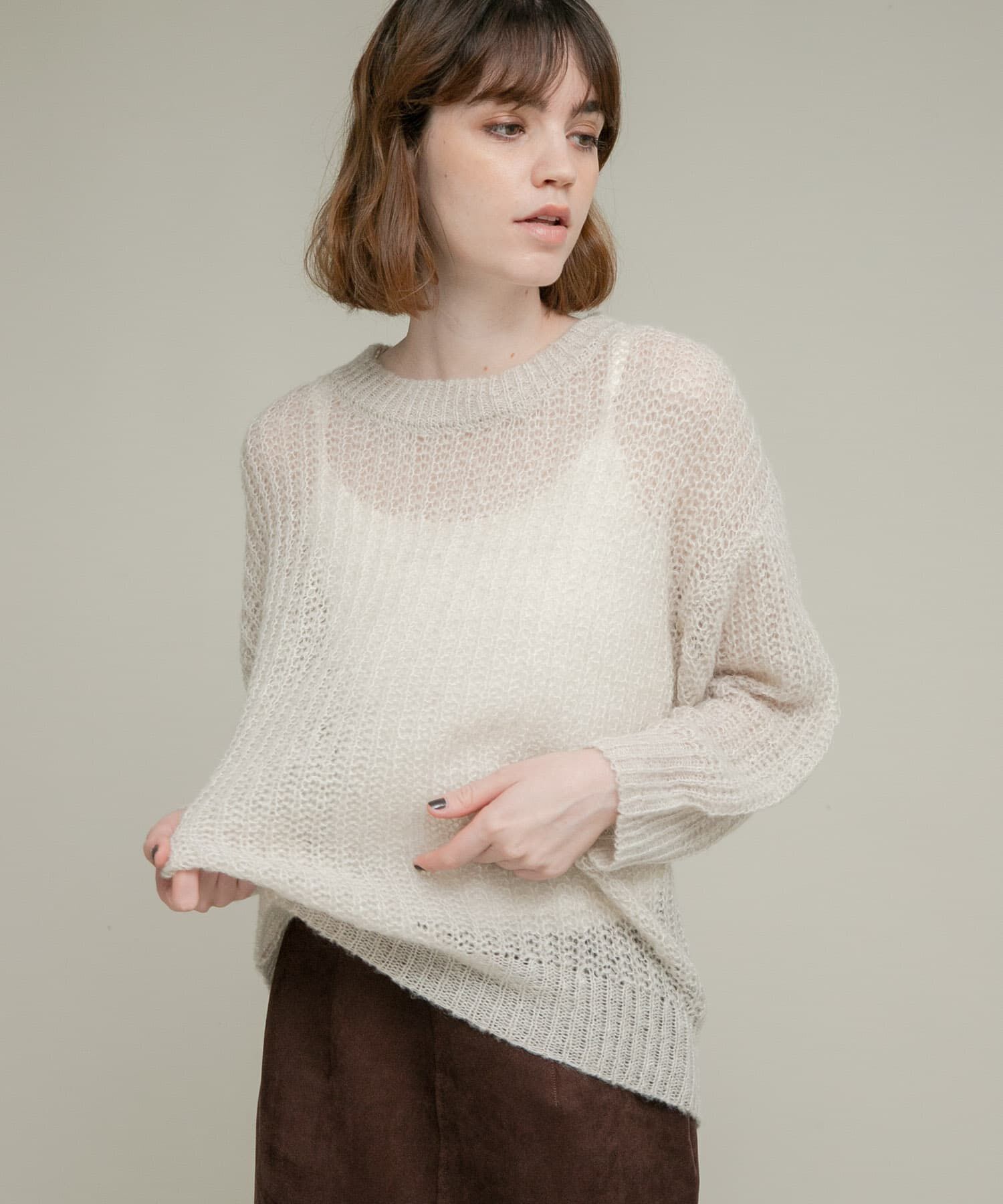 Sonny Label 「『WEB/一部店舗限定』ヘアリーローゲージニット」|ニット・セーター|ライトグレー