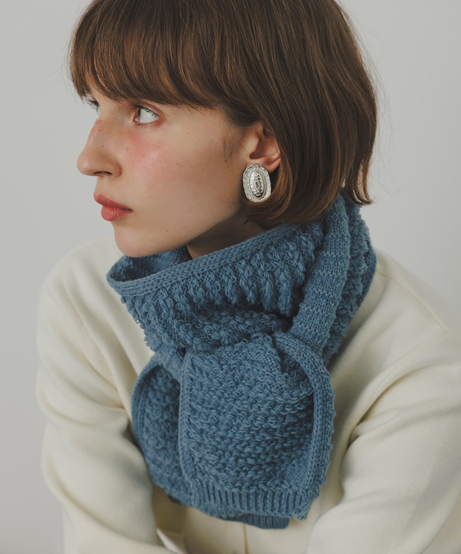 SMELLY「コンパクトニットマフラー」|マフラー|ブルー