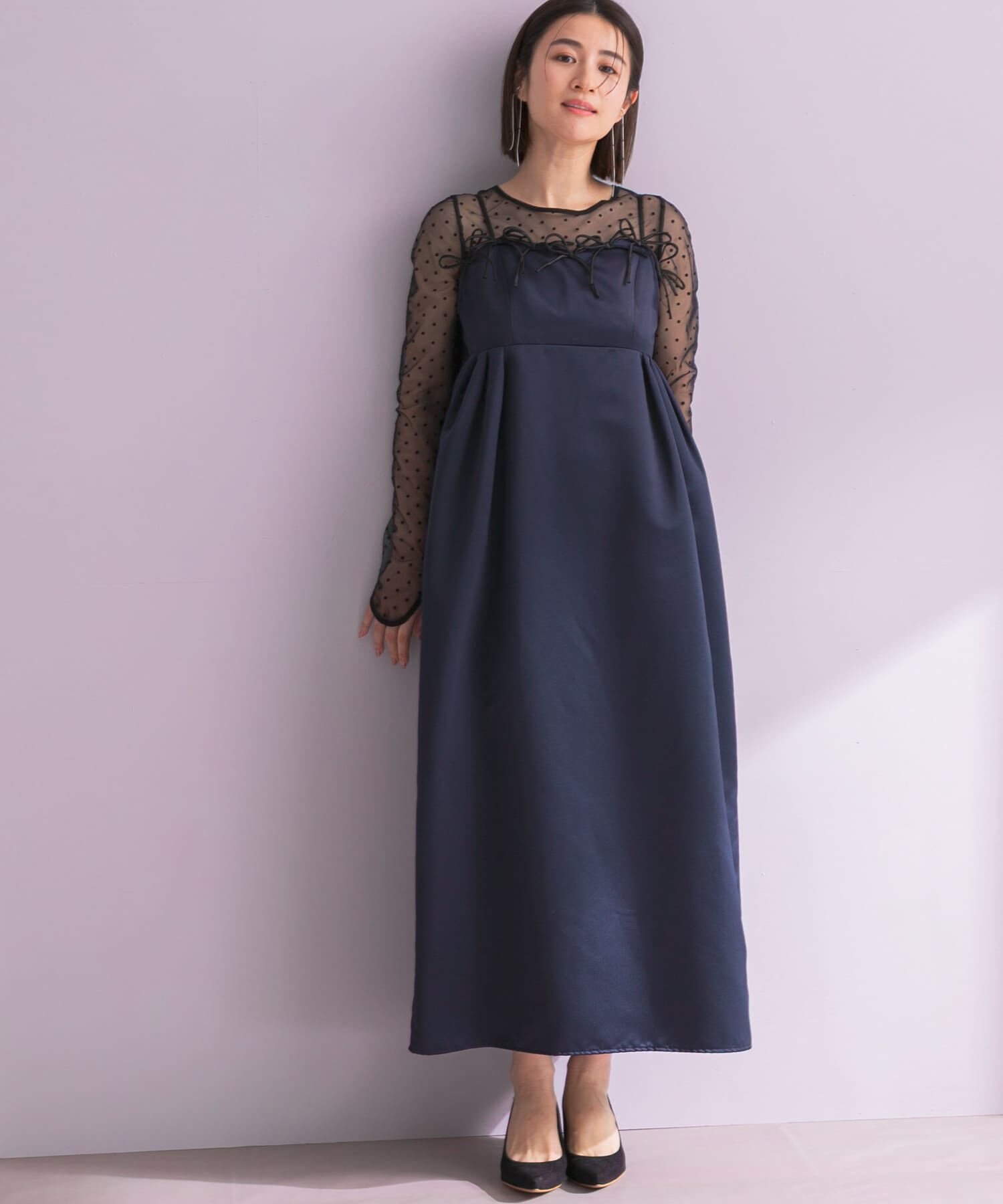 URBAN RESEARCH ROSSO「ANDRESD　RIBBONS DRESS&times;SHEER TOPS」|ワンピース|