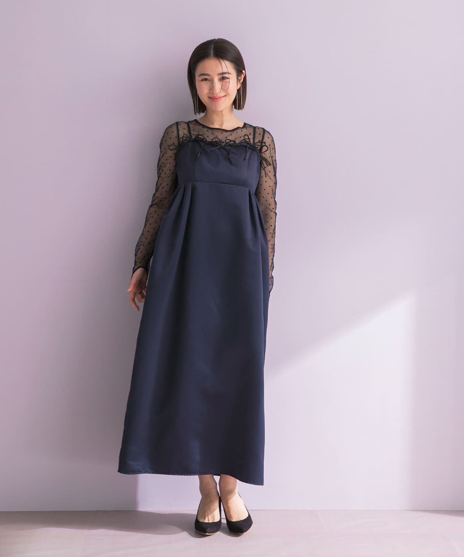 URBAN RESEARCH ROSSO「ANDRESD　RIBBONS DRESS&times;SHEER TOPS」|ワンピース|