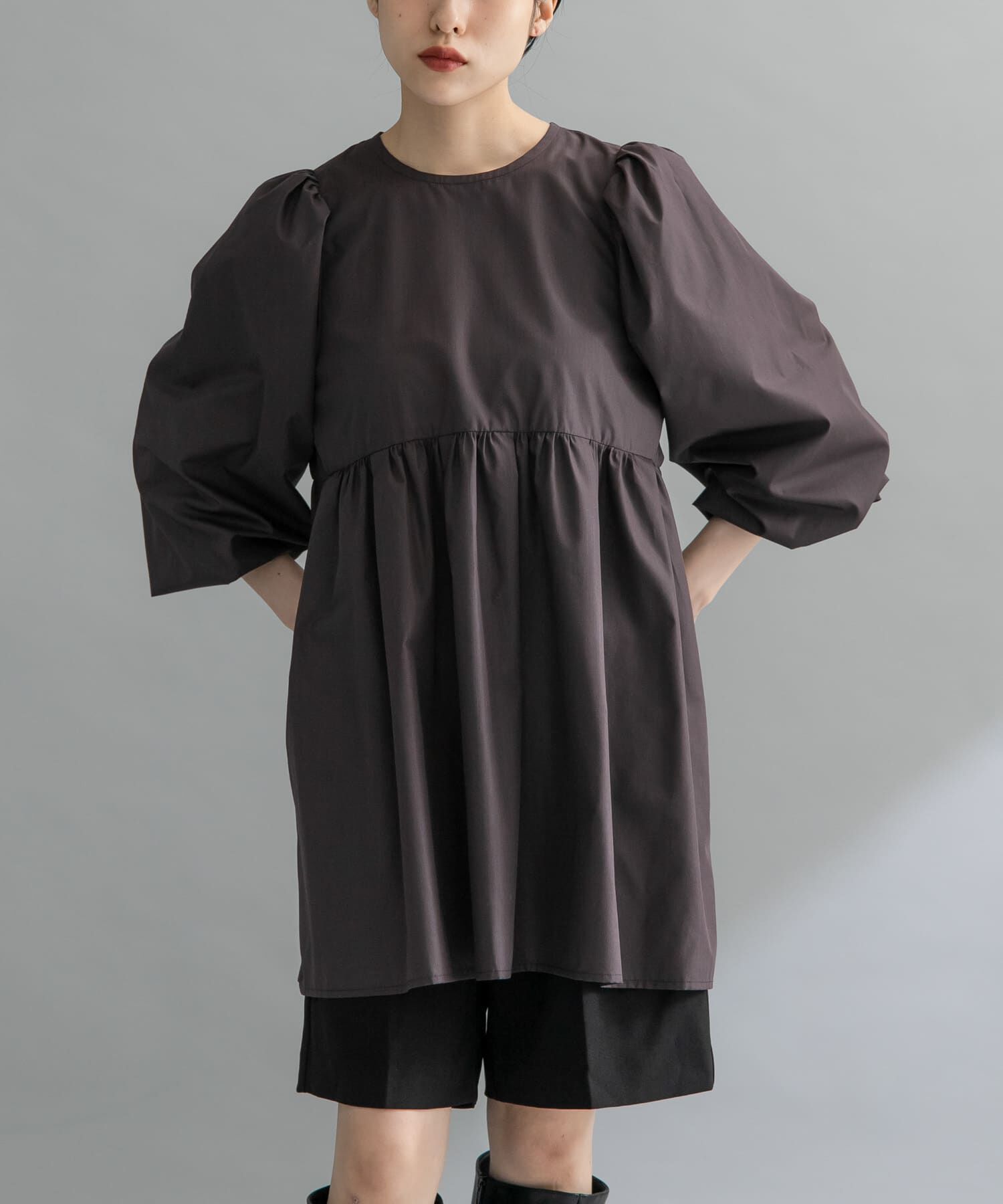  「『WEB限定』BACKリボンチュニック」|チュニック|ダークブラウン