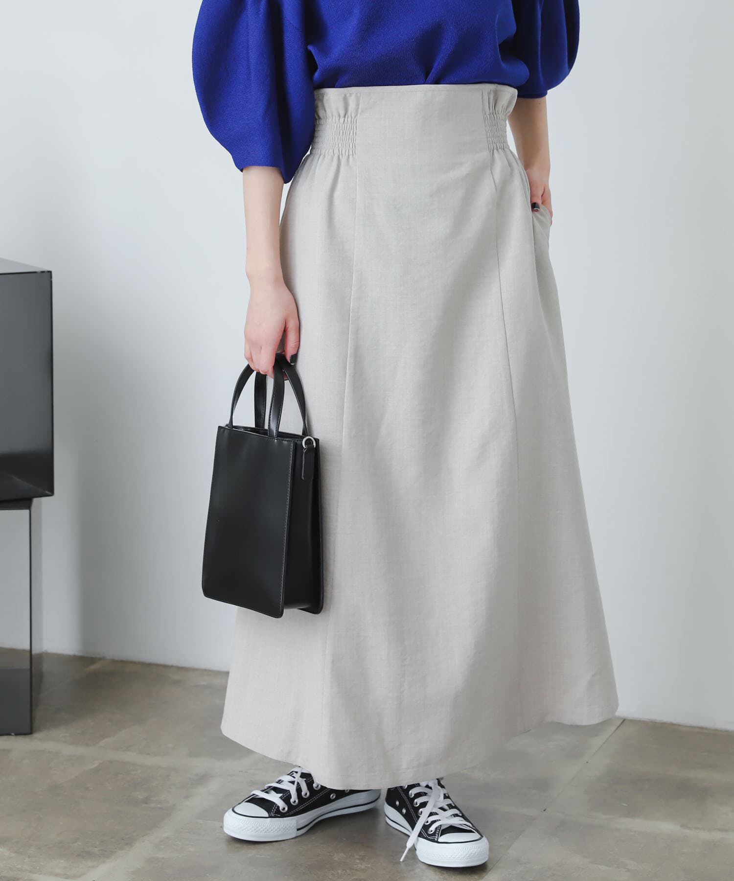 SENSE OF PLACE by URBAN RESEARCH「リネンライクハイウエストフレアスカート」|スカート|ライトベージュ