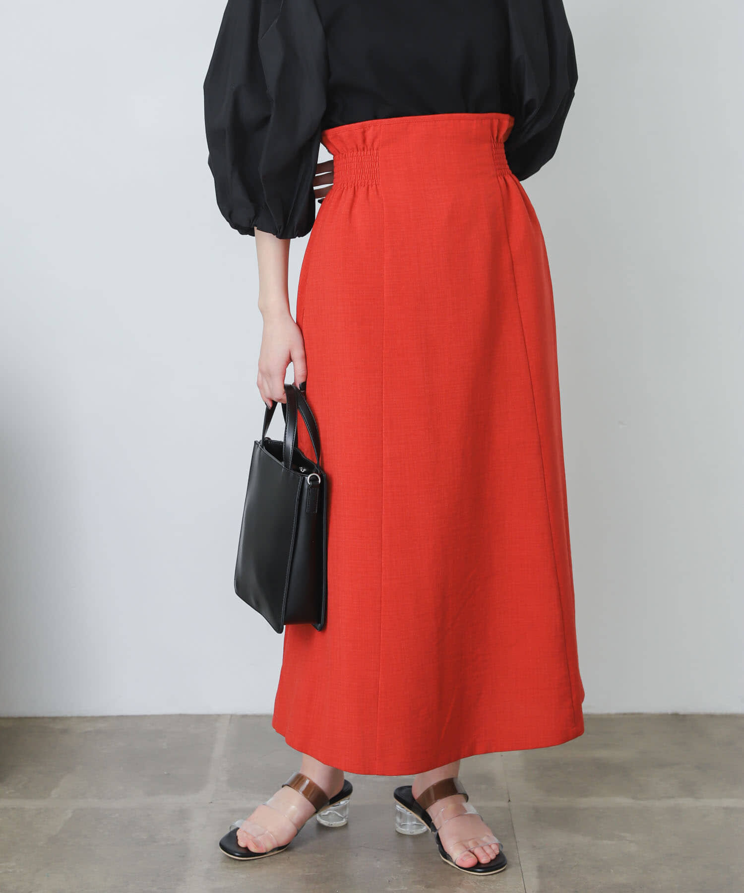 SENSE OF PLACE by URBAN RESEARCH「リネンライクハイウエストフレアスカート」|スカート|レッド