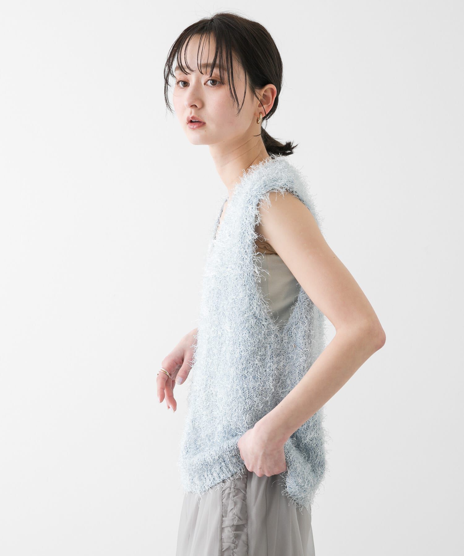 SENSE OF PLACE by URBAN RESEARCH「『洗濯可』スパンコールラメフェザーニット」|ニット・セーター|