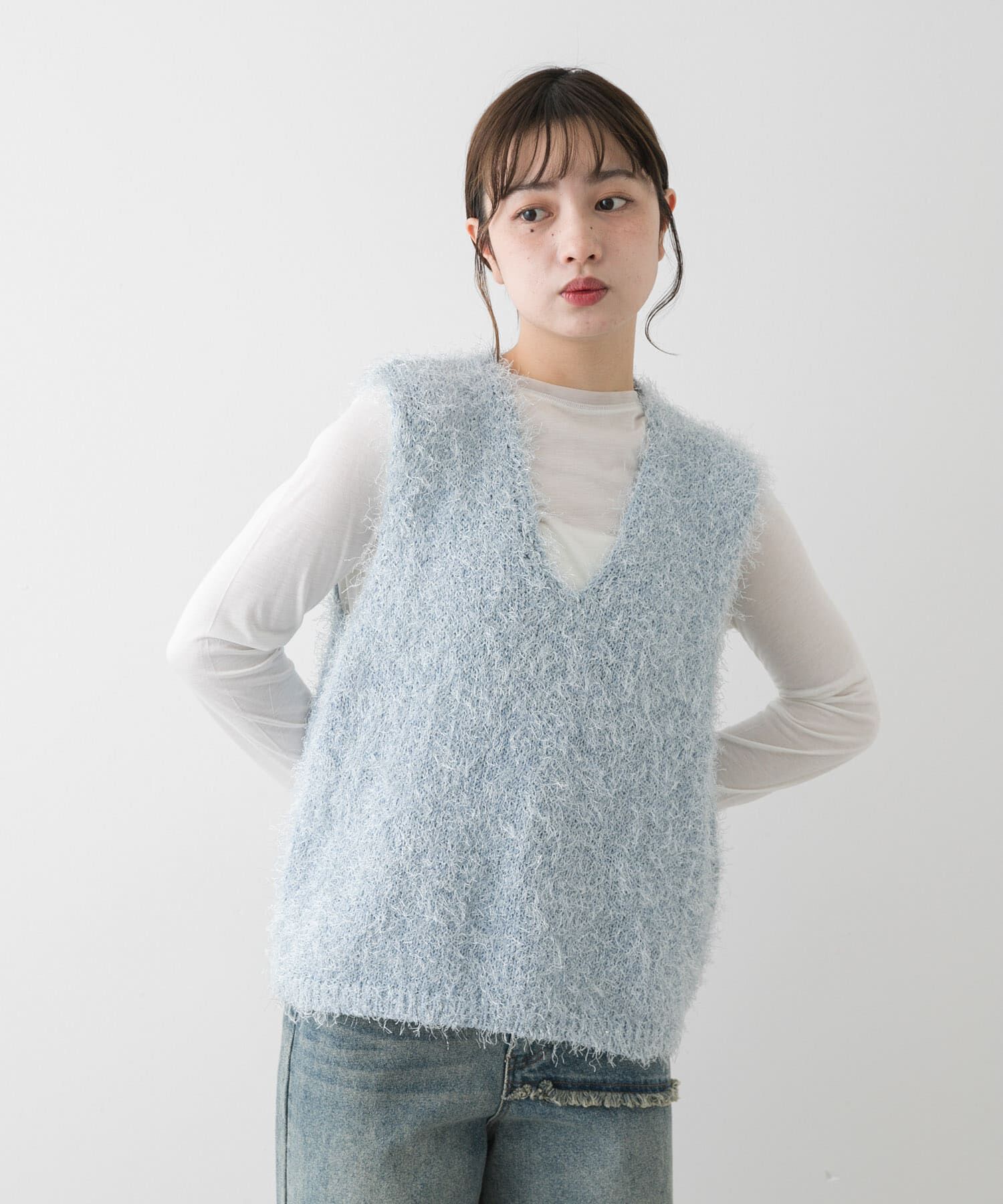 SENSE OF PLACE by URBAN RESEARCH「『洗濯可』スパンコールラメフェザーニット」|ニット・セーター|