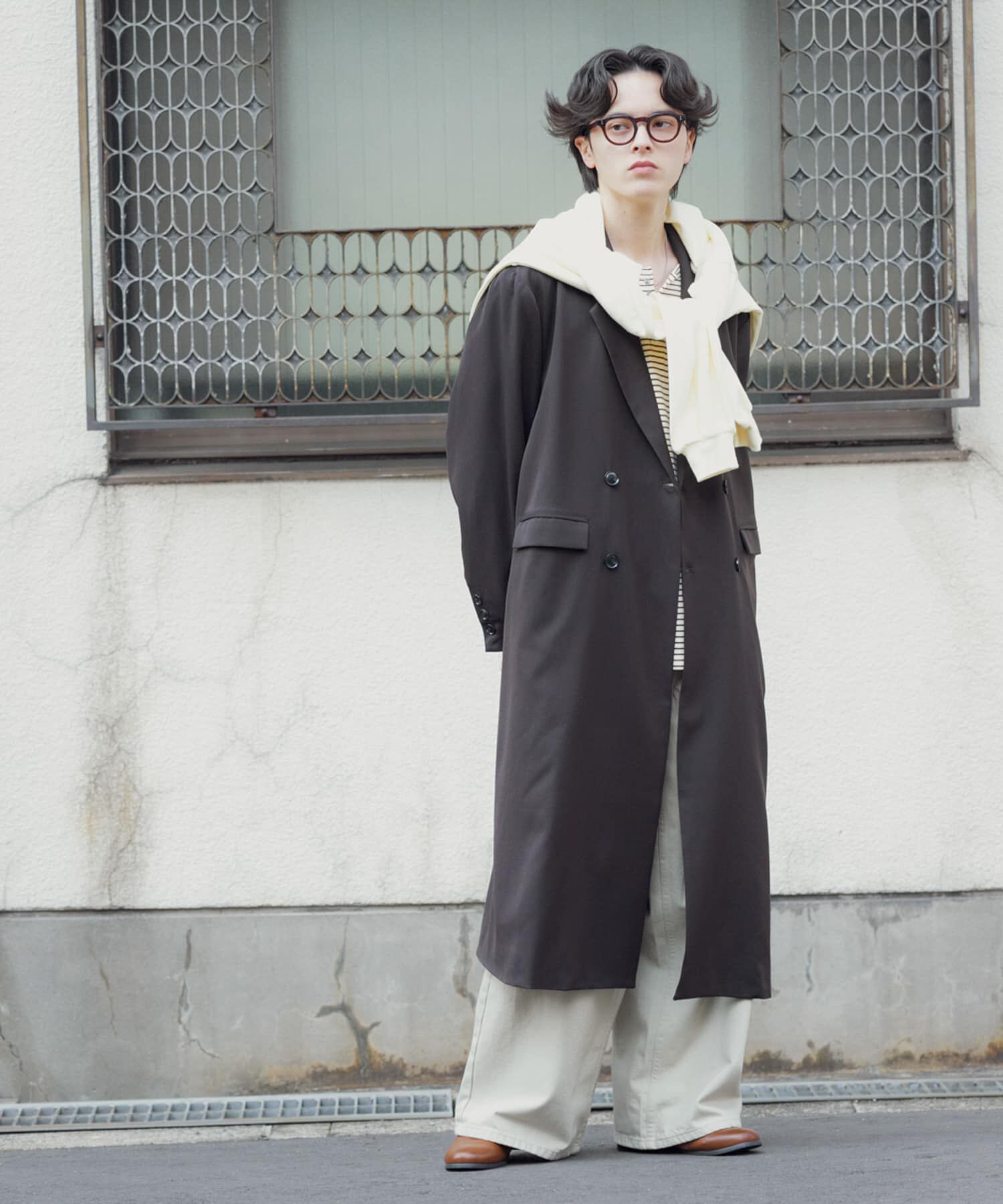 SENSE OF PLACE by URBAN RESEARCH「ダブルブレストロングコート」|ノーカラーコート|