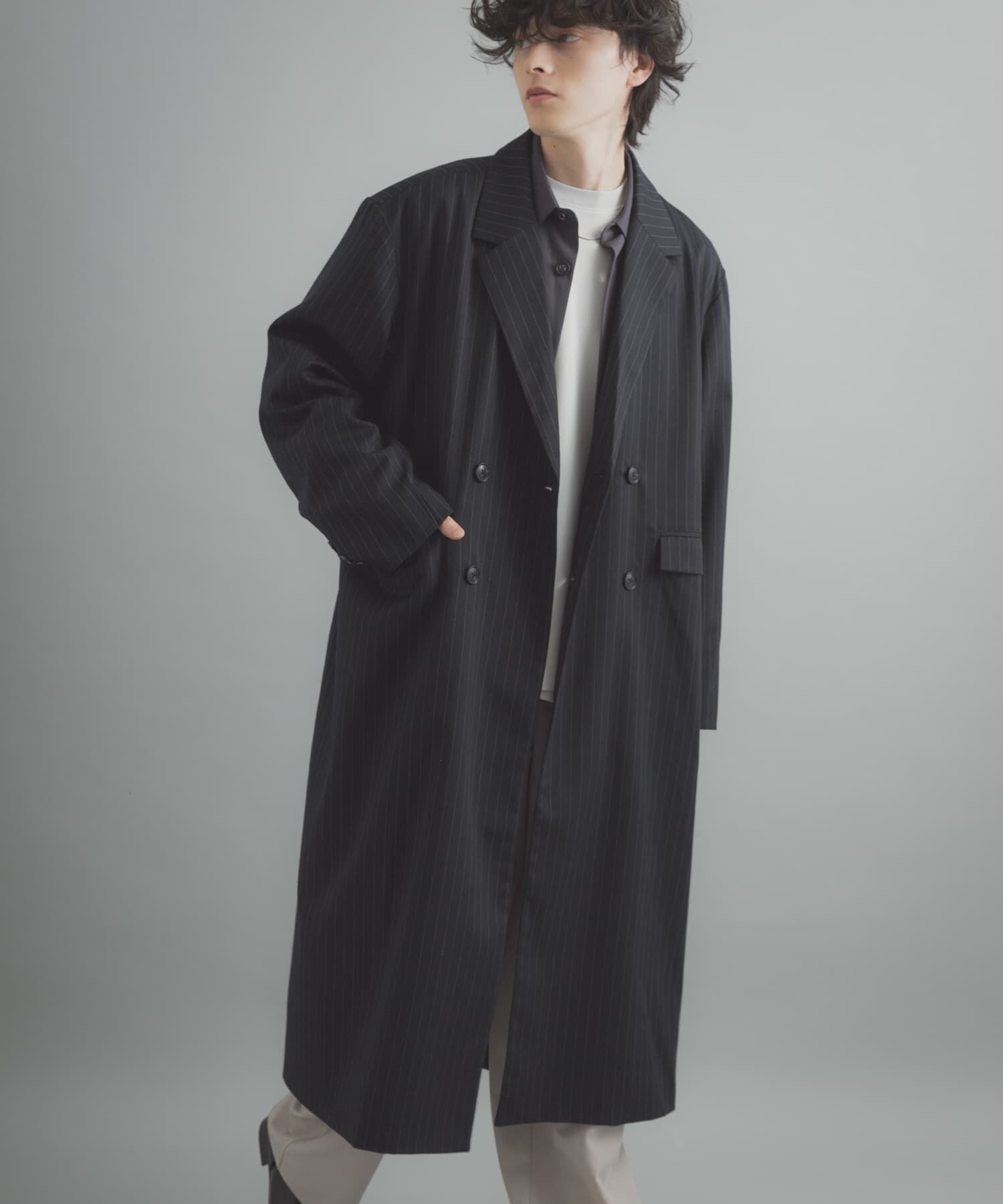 SENSE OF PLACE by URBAN RESEARCH「ダブルブレストロングコート」|ノーカラーコート|