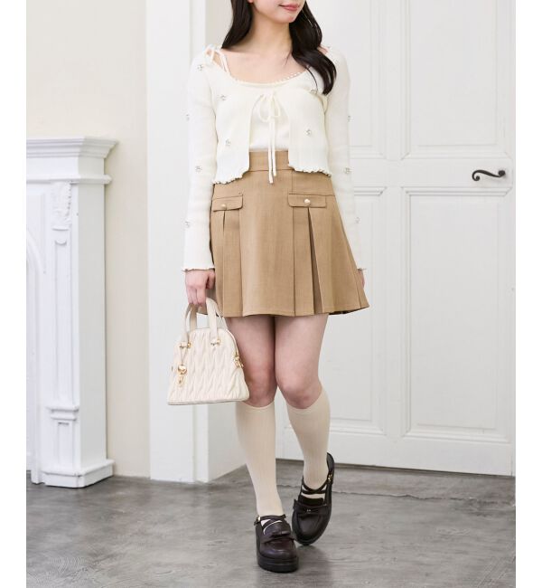  「ゴールドボタンプリーツミニスカパン」|スカート|