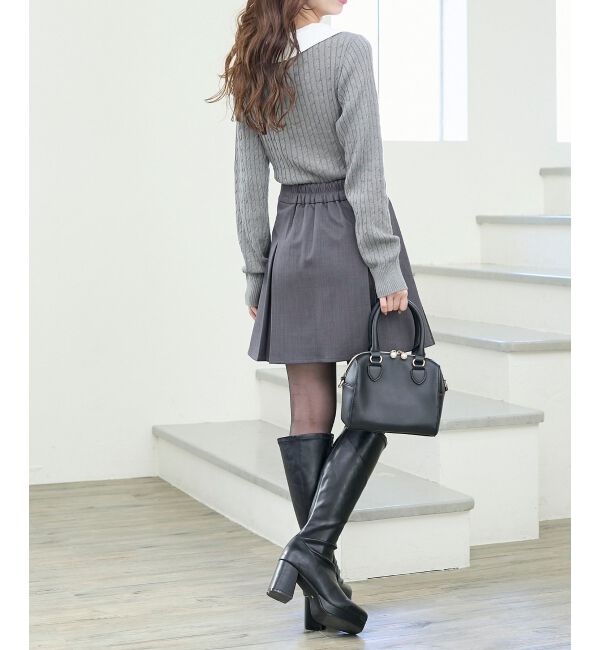  「ゴールドボタンプリーツミニスカパン」|スカート|