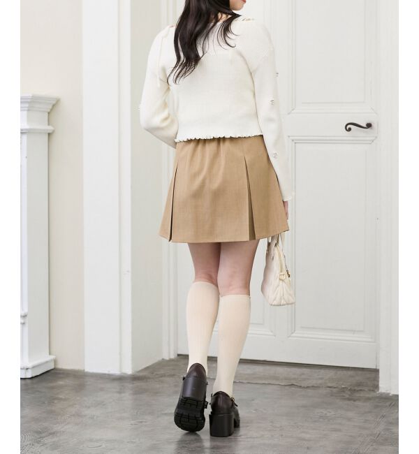  「ゴールドボタンプリーツミニスカパン」|スカート|