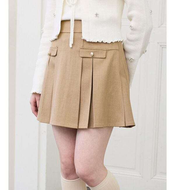  「ゴールドボタンプリーツミニスカパン」|スカート|