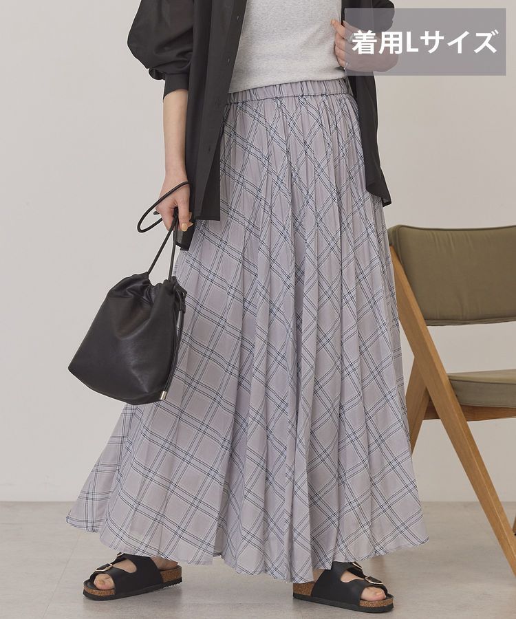 AMERICAN HOLIC「【選べる丈】チェックシアープリーツスカート」|スカート|Light Gray