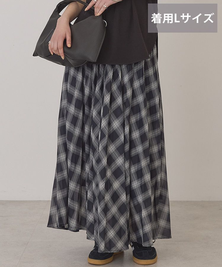 AMERICAN HOLIC「【選べる丈】チェックシアープリーツスカート」|スカート|Charcoal Gray