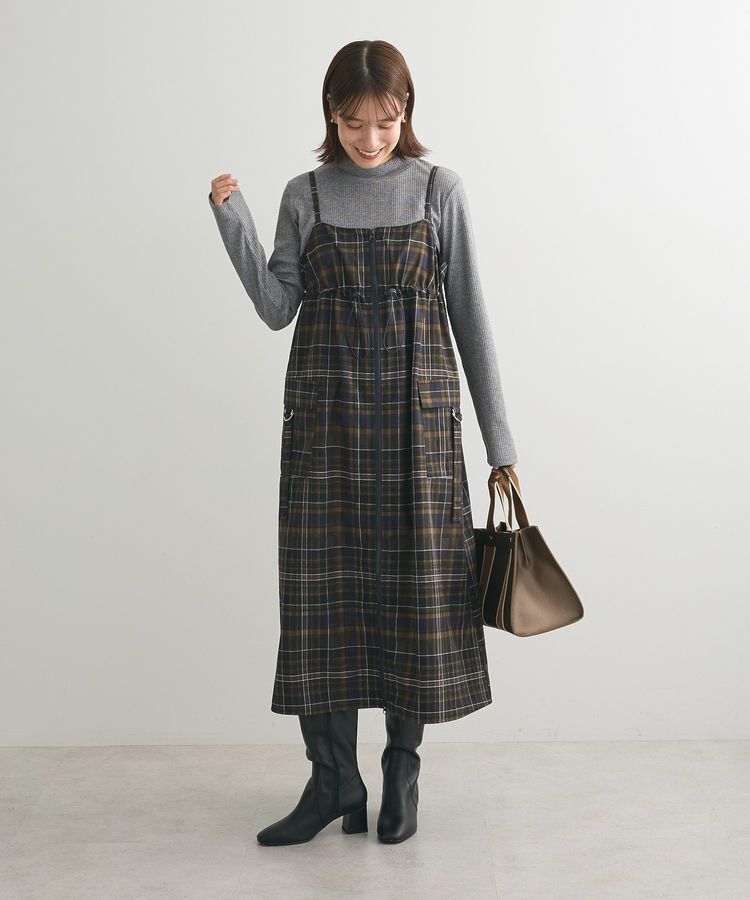 Green Parks「Zip チェックキャミワンピース」|ワンピース|
