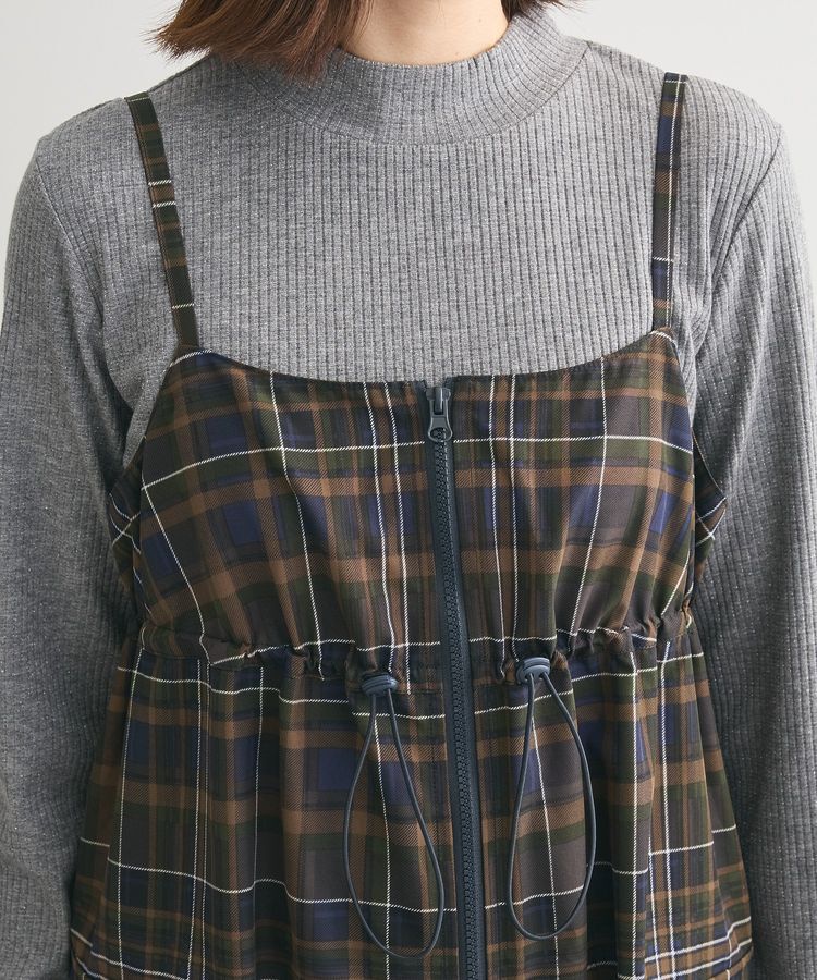 Green Parks「Zip チェックキャミワンピース」|ワンピース|
