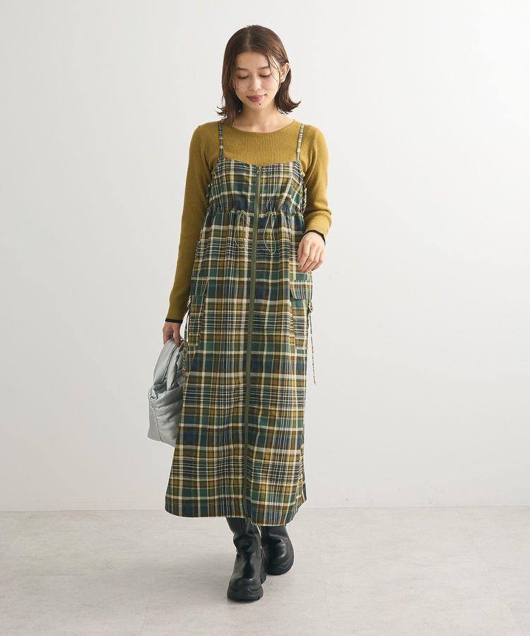 Green Parks「Zip チェックキャミワンピース」|ワンピース|