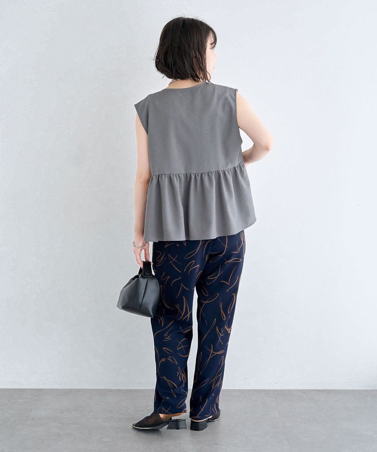 Green Parks「麻調ペプラムzipベスト」|ベスト・ジレ|