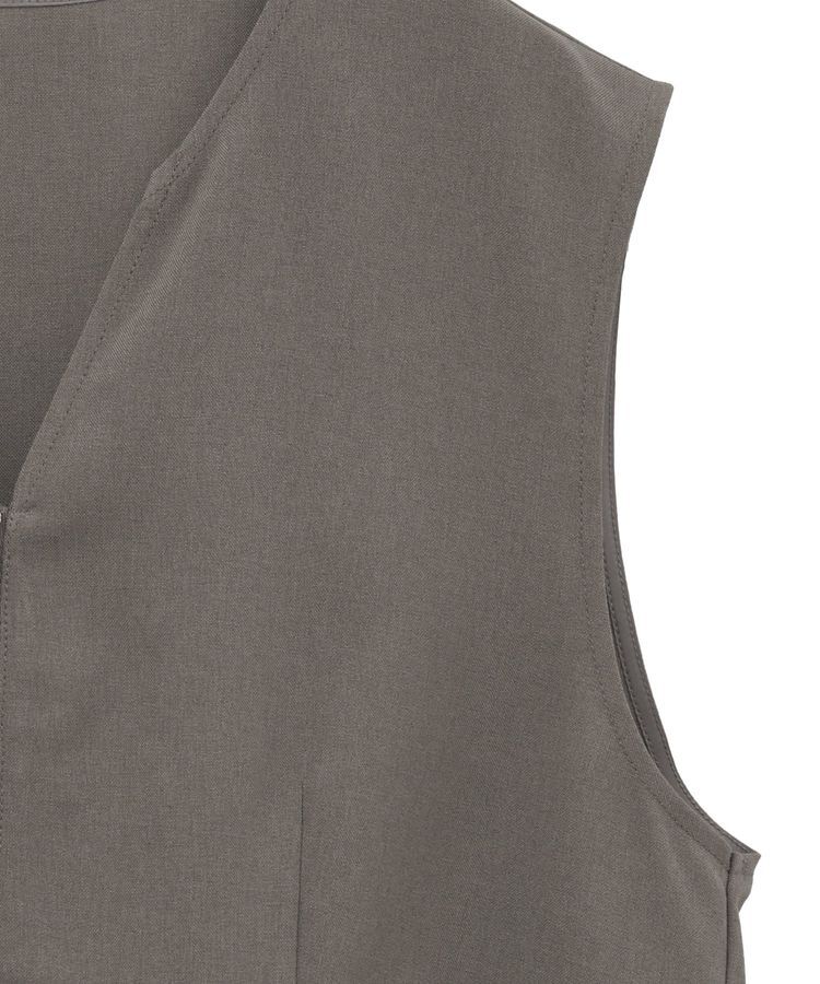 Green Parks「麻調ペプラムzipベスト」|ベスト・ジレ|