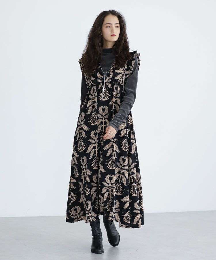 Green Parks「■ESCAR ボタニカルptフリルエプロンワンピース」|ワンピース|