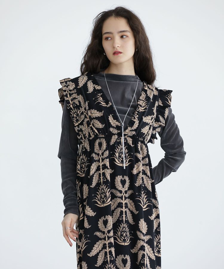 Green Parks「■ESCAR ボタニカルptフリルエプロンワンピース」|ワンピース|