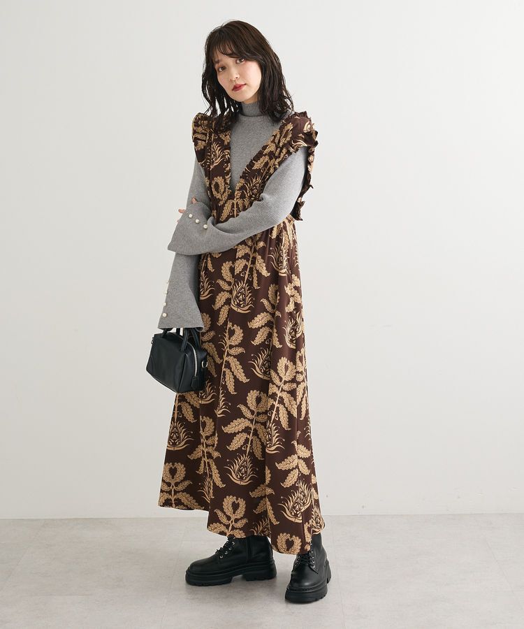 Green Parks「■ESCAR ボタニカルptフリルエプロンワンピース」|ワンピース|