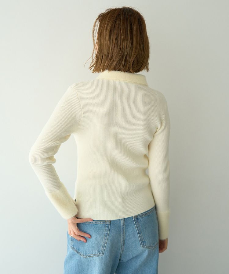 YECCA VECCA「フェザー襟スパンコールニット」|ニット・セーター|