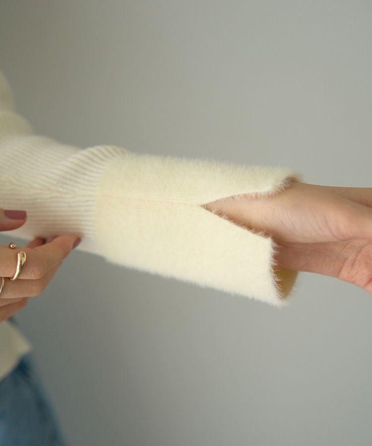 YECCA VECCA「フェザー襟スパンコールニット」|ニット・セーター|