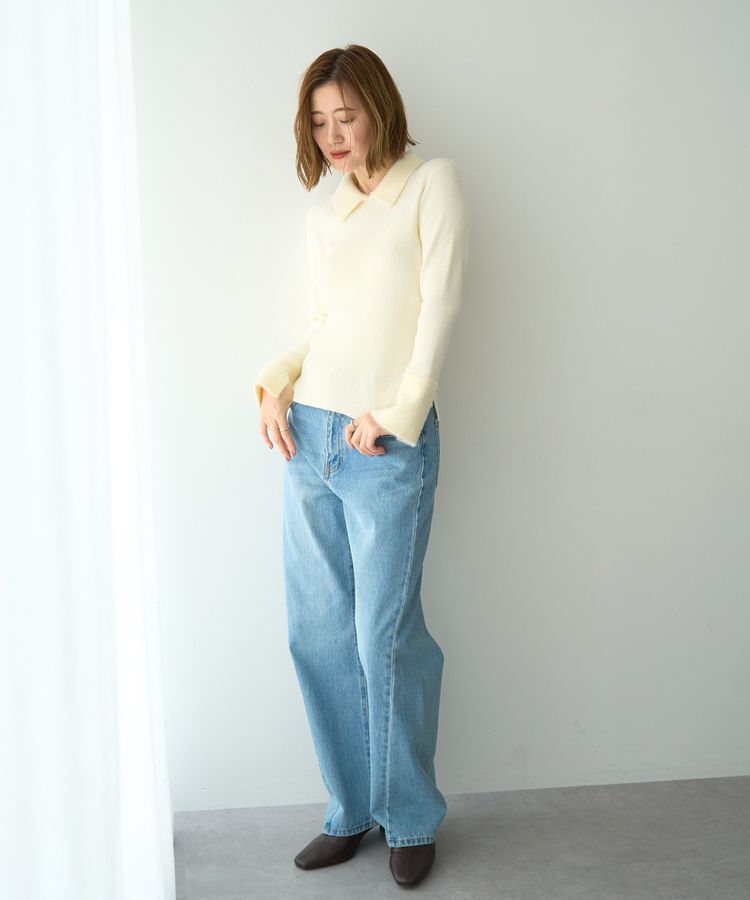 YECCA VECCA「フェザー襟スパンコールニット」|ニット・セーター|