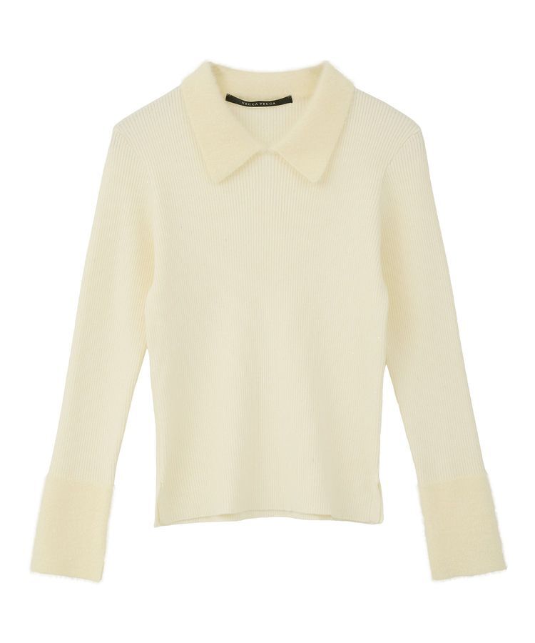 YECCA VECCA「フェザー襟スパンコールニット」|ニット・セーター|