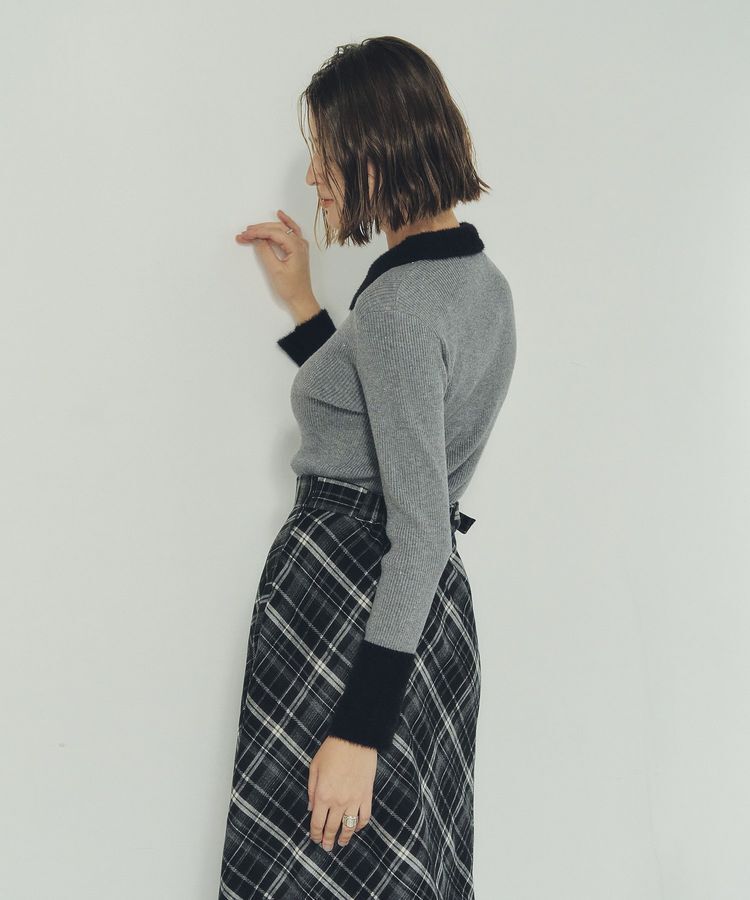 YECCA VECCA「フェザー襟スパンコールニット」|ニット・セーター|