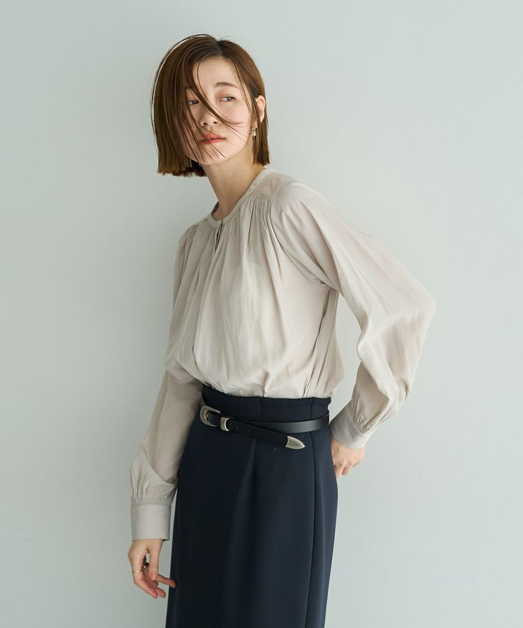 YECCA VECCA「ギャザーブラウス」|シャツ・ブラウス|Gray Beige