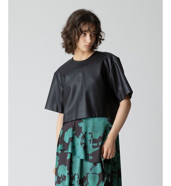 allureville「フェイクレザーTブラウス」|シャツ・ブラウス|