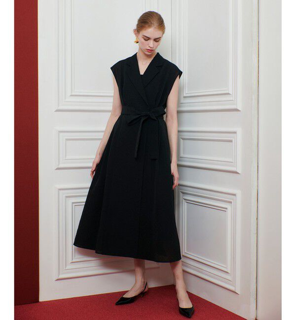 LOULOU WILLOUGHBY「【LOULOU WILLOUGHBY】シアージャガードテーラーワンピース」|ワンピース|ブラック