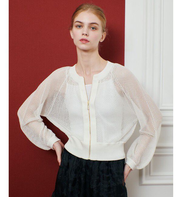 LOULOU WILLOUGHBY「【LOULOU WILLOUGHBY】柄編みニットブルゾン」|カーディガン|