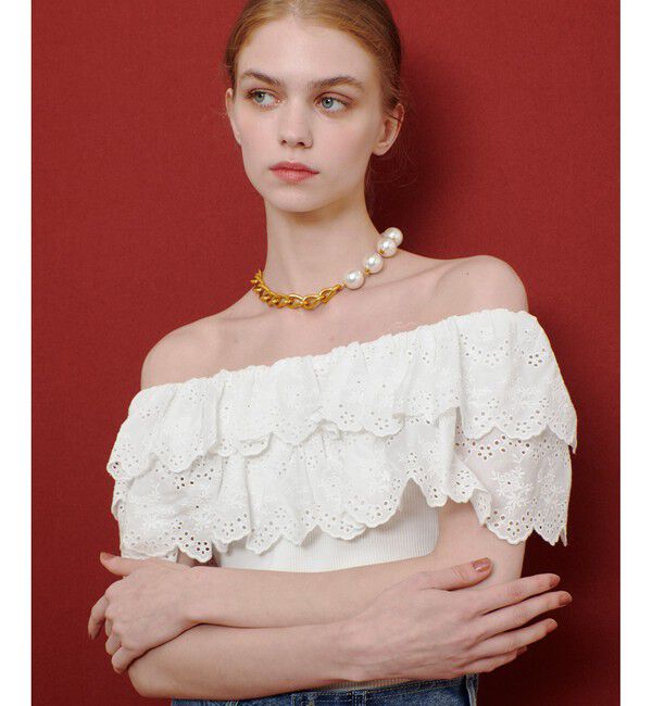 LOULOU WILLOUGHBY「【LOULOU WILLOUGHBY】レーススカラッププルオーバー」|Tシャツ・カットソー|