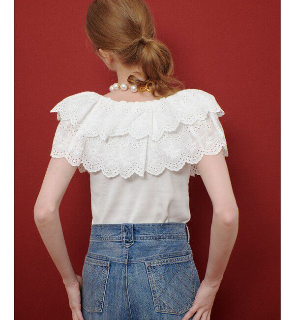 LOULOU WILLOUGHBY「【LOULOU WILLOUGHBY】レーススカラッププルオーバー」|Tシャツ・カットソー|