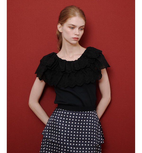 LOULOU WILLOUGHBY「【LOULOU WILLOUGHBY】レーススカラッププルオーバー」|Tシャツ・カットソー|