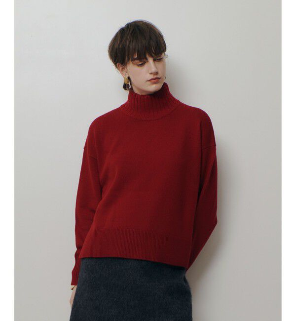 allureville「メリノウールオーバーサイズタートル」|ニット・セーター|レッド