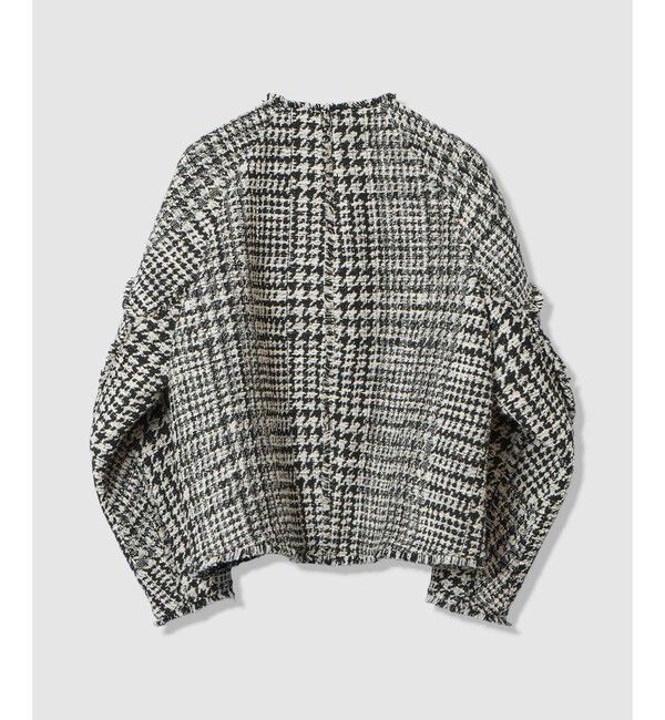 allureville「ハウンドトゥースブロッキングジャケット」|ノーカラージャケット|