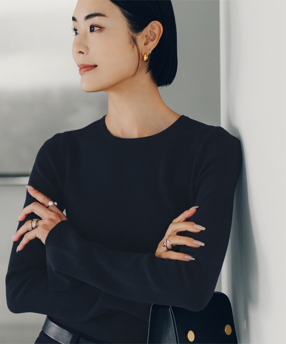 ur's「【小林有里さんコラボアイテム】袖スリットクルーネックニット」|ニット・セーター|