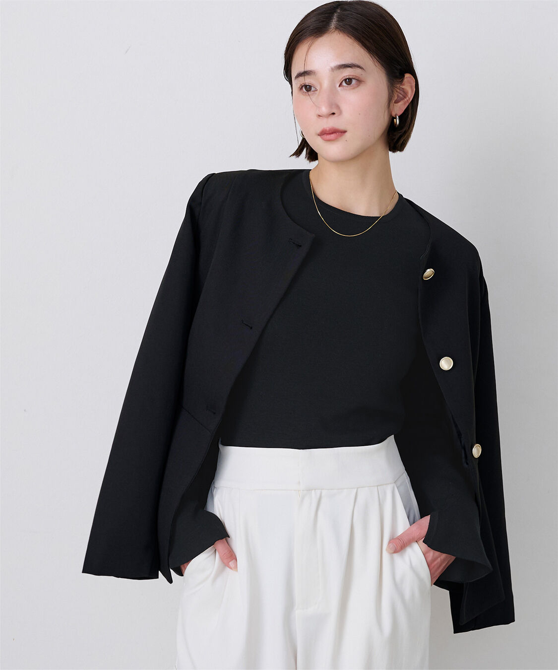 ur's「【小林有里さんコラボアイテム】袖スリットクルーネックニット」|ニット・セーター|