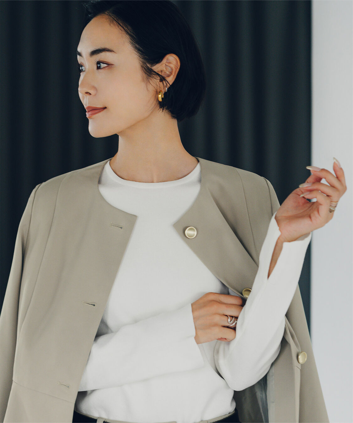 ur's「【小林有里さんコラボアイテム】袖スリットクルーネックニット」|ニット・セーター|