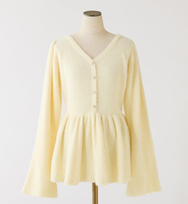  「バックリボンフェザーペプラムニット」|ニット・セーター|