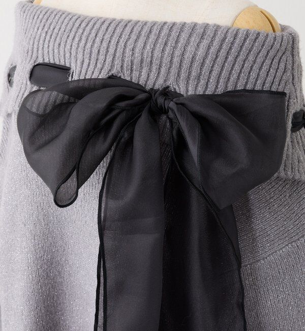  「リボン付きオフショルニットワンピ」|ワンピース|