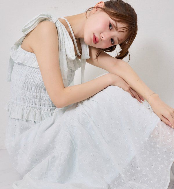  「【SMサイズ展開あり】肩リボンシャーリングワンピース」|ワンピース|