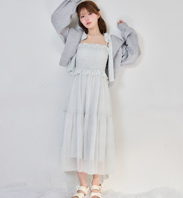  「【SMサイズ展開あり】肩リボンシャーリングワンピース」|ワンピース|