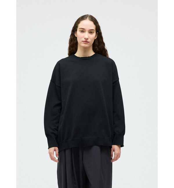 mizuiro ind「mizuiro ind クルーネックワイドプルオーバー」|ニット・セーター|ブラック