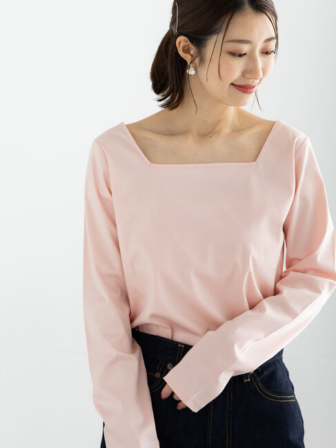 Te chichi「前後2WAYネックデザインロンT《2026 spring catalog item》」|Tシャツ・カットソー|ピンク